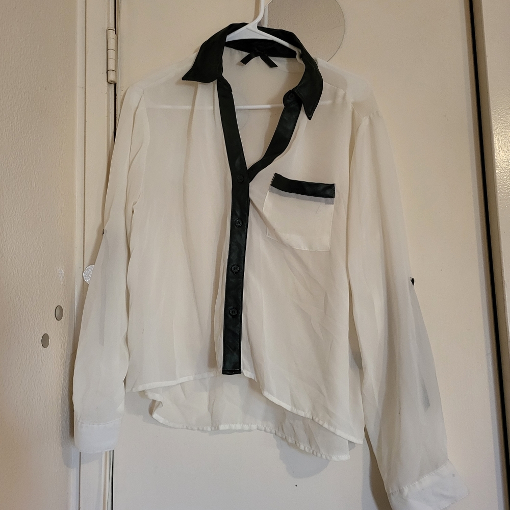 sjheer top leather trim